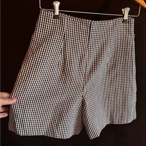 Compagnie Internationale Express Vintage French Gingham Silk and Linen Shorts